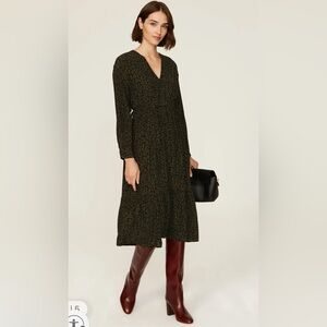 NWT: Rails Olive Green Printed Long Sleeve Midi Dress